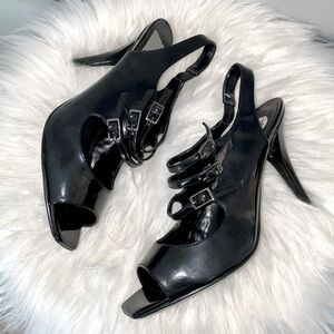 NEW! Nine West black Strappy Buckle Heels